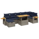 vidaXL Salon de jardin 8 Pièces avec coussins gris résine tressée