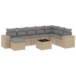 vidaXL Salon de jardin avec coussins 9 Pièces beige résine tressée