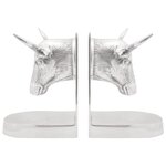 vidaXL Serre-livres 2 Pièces Argent 21 5x15 5x20 cm Aluminium Taureau