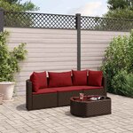 vidaXL Salon de jardin 4 Pièces avec coussins marron résine tressée