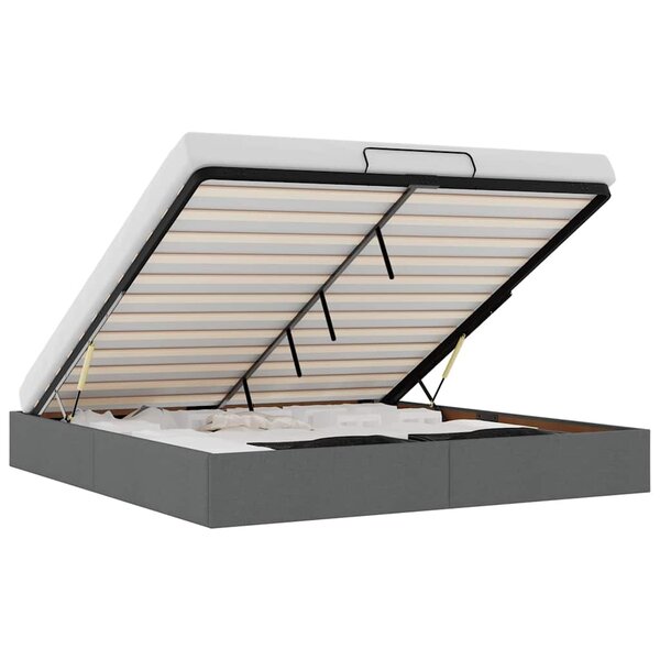 VidaXL Cadre de lit ottoman sans matelas gris foncé 180x200 cm tissu