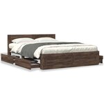 vidaXL Cadre de lit tête de lit sans matelas chêne marron 160x200 cm