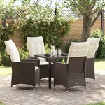 vidaXL Ensemble de salle à manger pour jardin 5 Pièces Marron Poly rotin