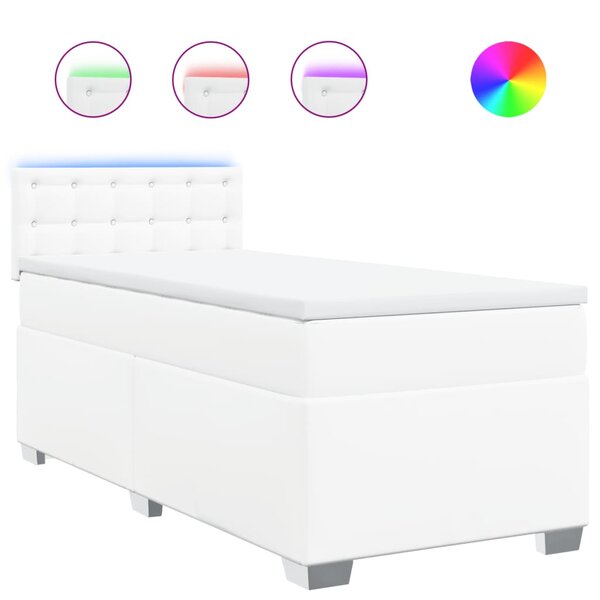 vidaXL Sommier à lattes de lit avec matelas Blanc 100x200cm Similicuir