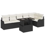 vidaXL Canapés de jardin 7 pièces en rotin synthétique noir avec coussins.