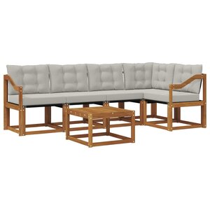 vidaXL Ensemble de canapés d'extérieur 6 pc Gris Naturel et Clair