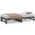 vidaXL Lit coulissant Gris 2x(90x190) cm Bois de pin massif