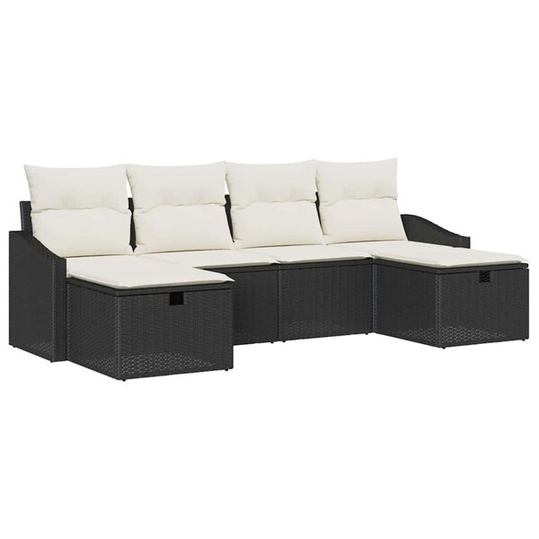 vidaXL Ensemble de canapé de jardin 6 Pièces Noir 55 x 62 x 69 cm