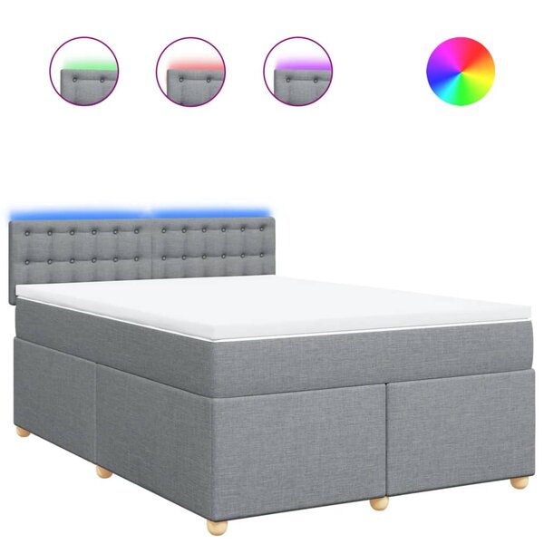 vidaXL Sommier à lattes de lit avec matelas Gris clair 140x200cm Tissu