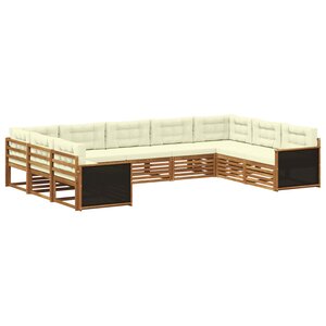 vidaXL Ensemble de canapés d'extérieur 9 pc Naturel et Crème