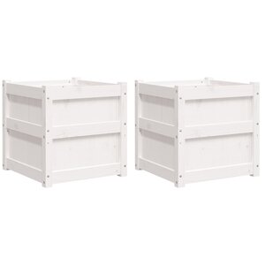 vidaXL Jardinières 2 Pièces blanc bois de pin massif