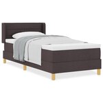 vidaXL Lit à ressorts Marron foncé et blanc 90 x 200 cm tissu