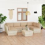 vidaXL Salon de jardin palette 7 Pièces avec coussins bois d'épicéa
