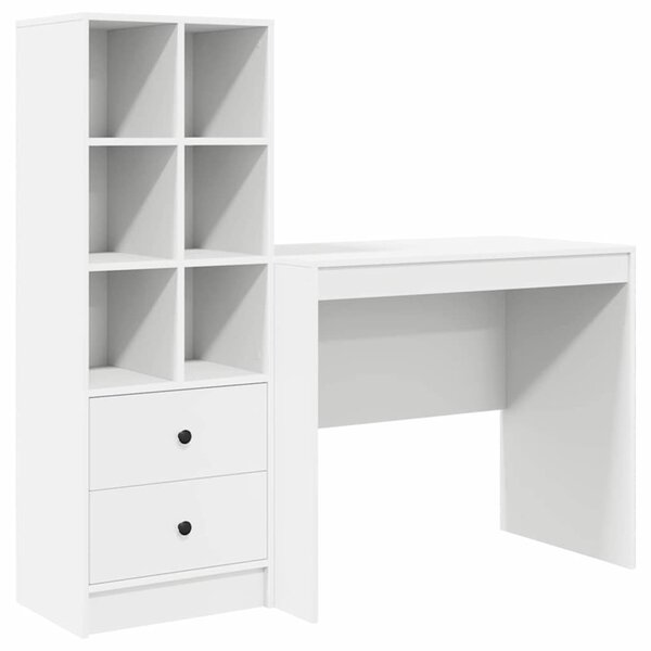 vidaXL Bureau avec rangement avec tiroir 2 Pièces Blanc Bois d'ingénierie