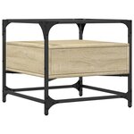 vidaXL Table basse et dessus en verre chêne sonoma 50x50x45 cm acier