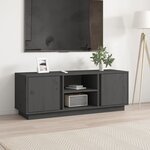 vidaXL Meuble TV Gris 110x35x40 5 cm Bois de pin massif