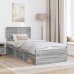 vidaXL Cadre de lit Gris Sonoma 90 x 200 cm Pin massif