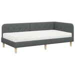 vidaXL Cadre de lit d'angle avec matelas Gris foncé 100 x 200 cm tissu
