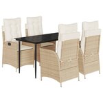 vidaXL Ensemble à manger de jardin avec coussins 5Pièces Beige poly rotin