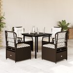 vidaXL Ensemble à manger de jardin 5 Pièces et coussins marron poly rotin