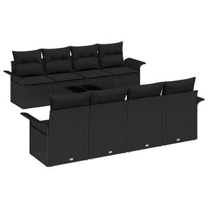 vidaXL Ensemble de canapé de jardin 9 Pièces Noir 55 x 55 x 37 cm