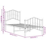 vidaXL Cadre de lit métal sans matelas avec pied de lit blanc 75x190cm