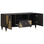 vidaXL Meuble TV Noir 105 x 33 x 46 cm Bois de mangue massif