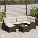 vidaXL Ensemble de canapé de jardin 7 Pièces Marron et blanc Poly rotin