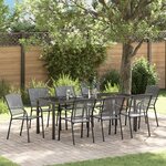 vidaXL Set de jardin et salle à manger 9 pièces Anthracite Acier