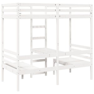 vidaXL Lit mezzanine avec bureau et chaises blanc 90x200 cm pin massif