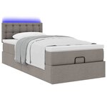 vidaXL Lit ottoman avec matelas et LED taupe 90x200 cm tissu