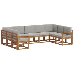 vidaXL Ensemble de canapés d'extérieur 9 pc Gris Naturel et Clair
