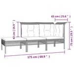 vidaXL Salon de jardin 3 Pièces avec coussins Gris Résine tressée