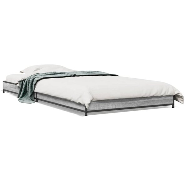 vidaXL Cadre de lit sans matelas sonoma gris 75x190 cm
