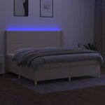 vidaXL Sommier à lattes de lit matelas et LED Crème 200x200 cm Tissu