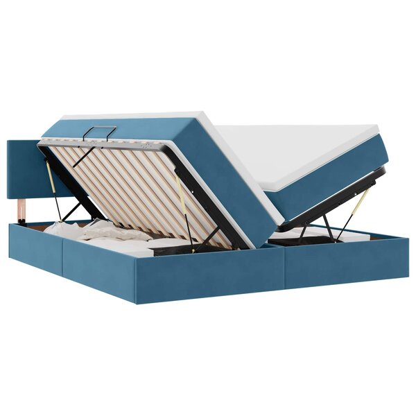 vidaXL Lit de rangement LED avec matelas Bleu foncé 180 x 200 cm
