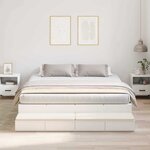 vidaXL Cadre de lit avec rangement Blanc 236 5 x 180 x 31 5 cm
