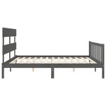 vidaXL Cadre de lit avec tête de lit gris 200x200 cm bois massif