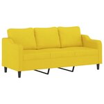 vidaXL Ensemble de canapés 2 Pièces avec coussins Jaune clair Tissu