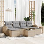 vidaXL Salon de jardin avec coussins 7 Pièces beige résine tressée