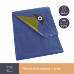 Perel Bâche  résistant  28 œillets  angles renforcés  rectangulaire  bleu/vert  110 g/m²  6 x 8 m
