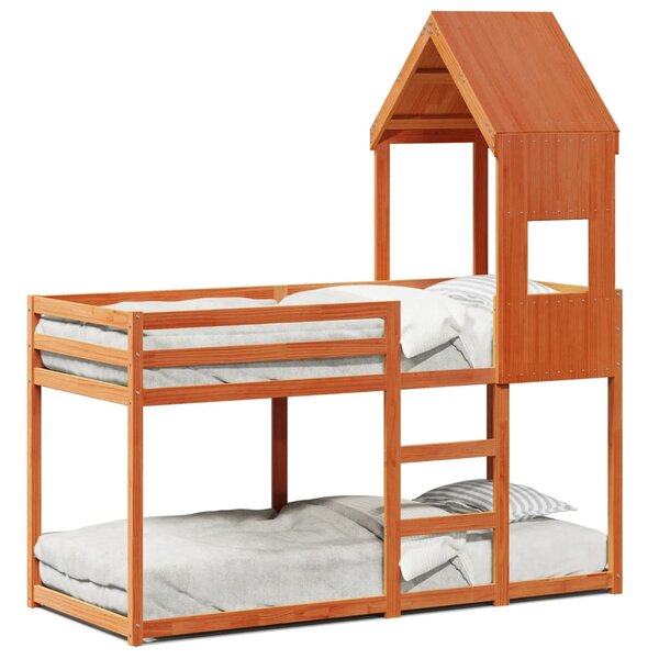 vidaXL Lit superposé sans matelas cire marron 75x190 cm pin massif