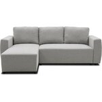 Canapé d'angle convertible réversible 3-4 places - PHARELL - Tissu souris - Coffre de rangement - 224 x 155 x 85 cm