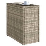 vidaXL Table d'appoint de jardin avec dessus en verre gris clair rotin