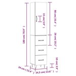 vidaXL Buffet haut Gris béton 34 5x34x180 cm Bois d'ingénierie