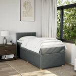 vidaXL Sommier à lattes de lit avec matelas Gris foncé 100x200cm Tissu