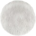 Tapis Fourrure rond - Blanc - En acrylique - Diametre 90 cm
