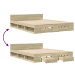 vidaXL Cadre de lit et tiroirs chêne sonoma 120x190 cm bois ingénierie