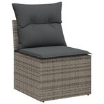 Ensemble de canapés de jardin 8 pièces avec coussins gris en rotin synthétique acacia