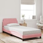 vidaXL Cadre de lit avec tête de lit Dover rose 90x190 cm velours